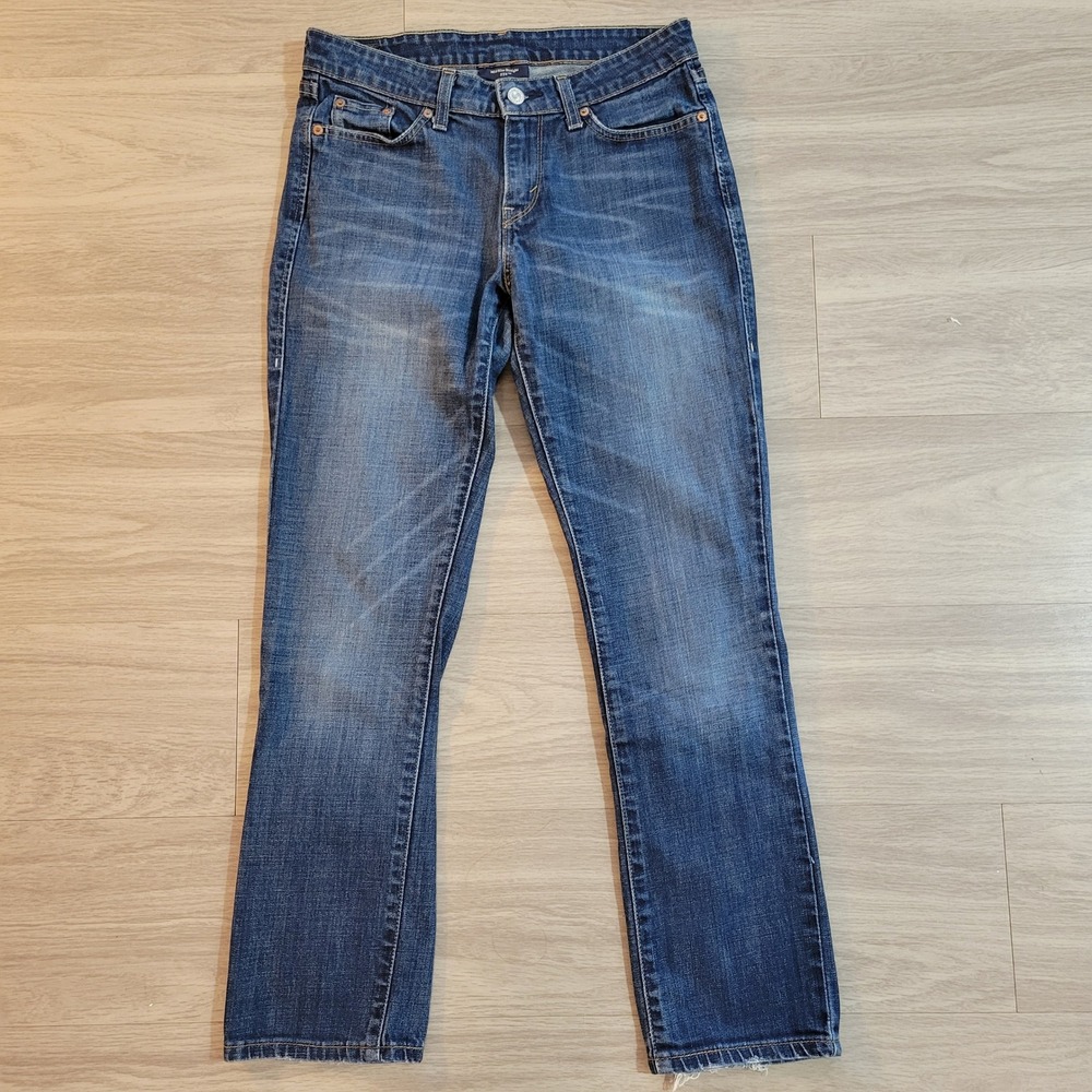 Levis 552 Mid Rise Straight Leg Jeans Medium Wash Blue Denim Womens 29x29